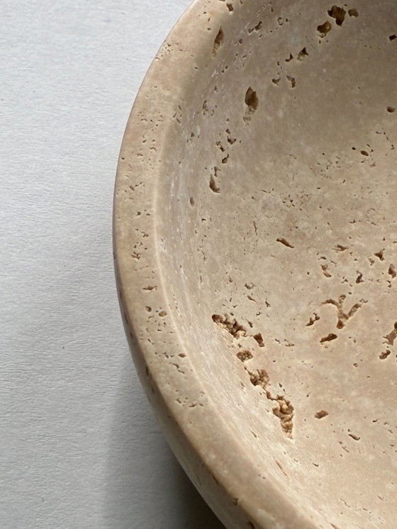 Image 1 of Small round travertine marble serving platter / travertine marble tray – minimalist design