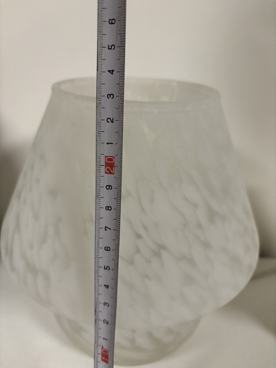 Image 1 of Set of 2 Vintage "mushroom" lamps made of white marbled glass