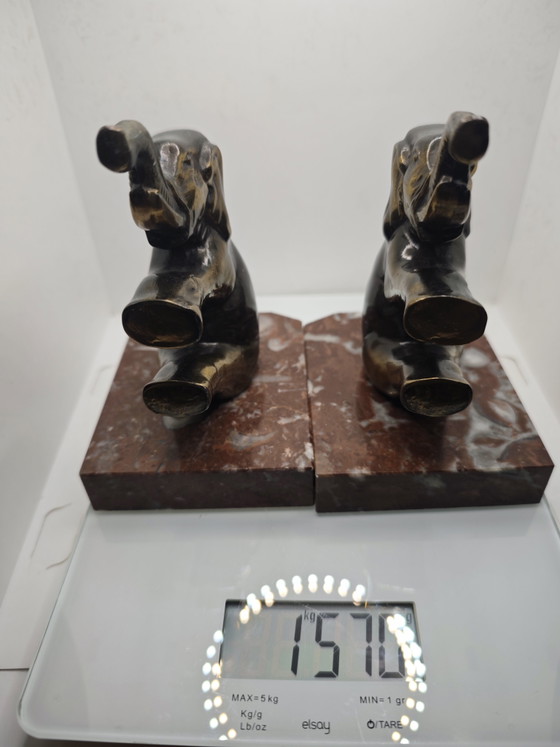 Pair of Art Deco Elephants – Sculpture, Marble, Metal (photo 13 of 15)