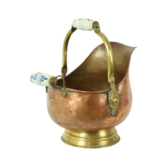 Image 1 of Antique Copper Helmet-Shaped Coal Kit Flower Pot