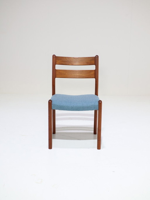 4x Eetkamerstoelen EMC Møbler teak blauw Deens 1960s