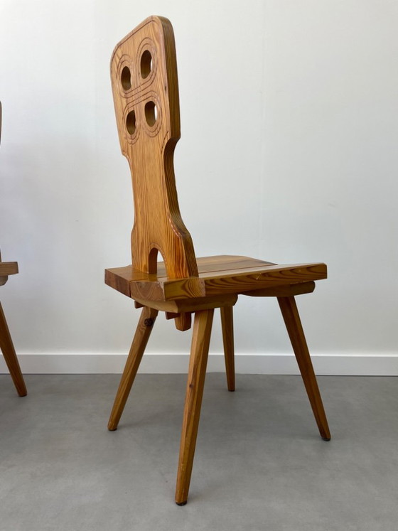 Vintage Brutalistische Eethoek – Tiroler Stijl (6 stoelen) – Eetkamerset, Wood (photo 8 of 18)