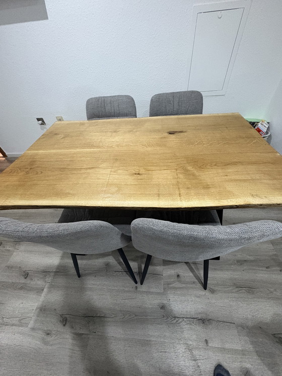 Image 1 of Eikenhouten tafel - eettafel - handgemaakt - massief hout