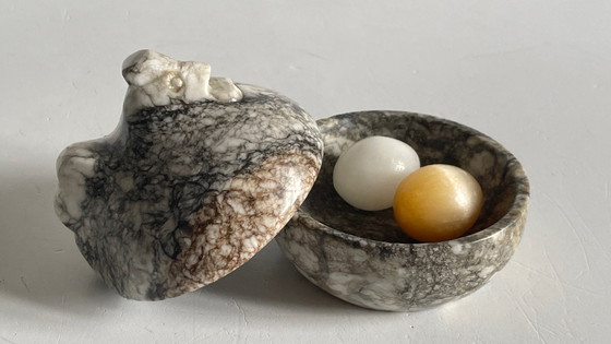 Image 1 of Vintage Marble Hen with Eggs Sculpture