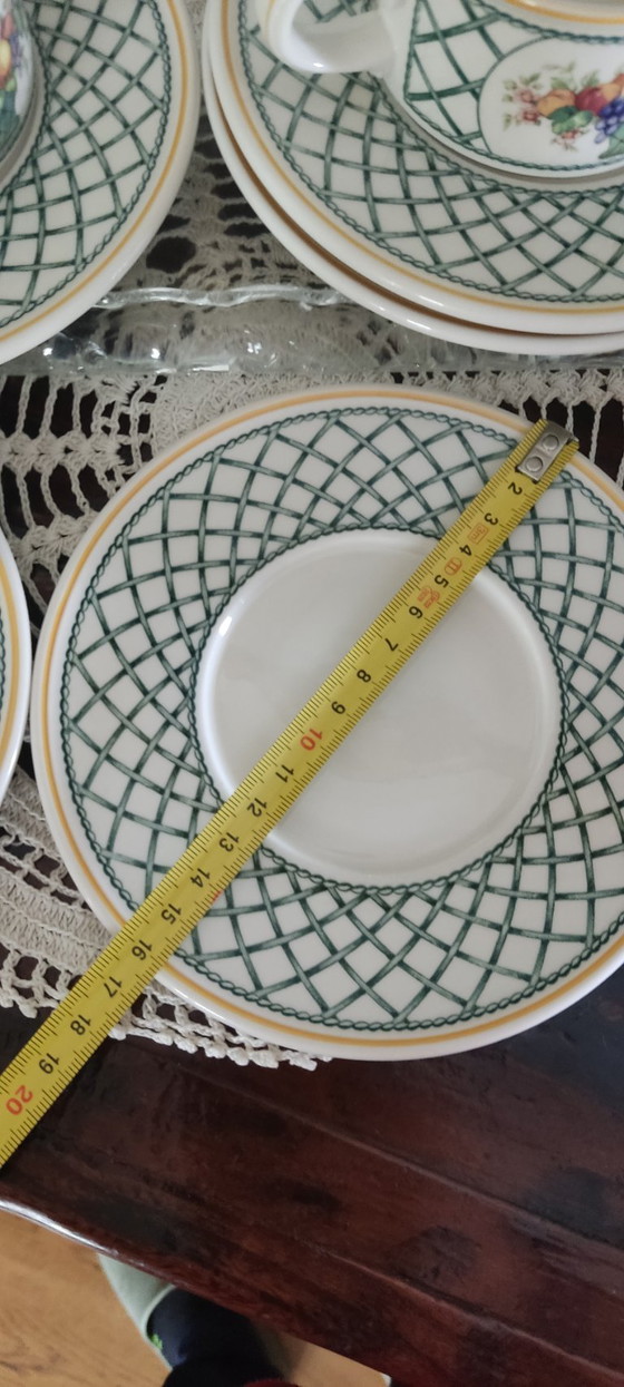 Image 1 of Villeroy & Boch "Basket" Tea Cups Set of 6 – Vintage 1970s/80s – Glass-Porcelain