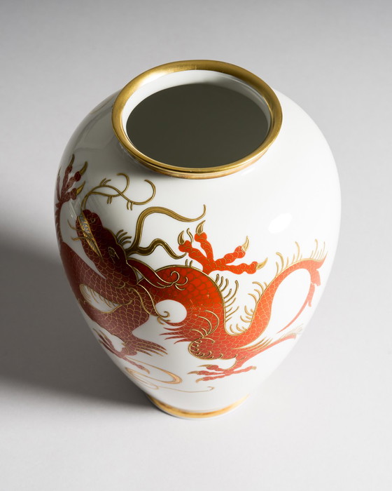 Image 1 of Heinz Schaubach Kunst Vaso di porcellana Ciotola Coperchio-Box Set Dragon Art Déco Jugendstil