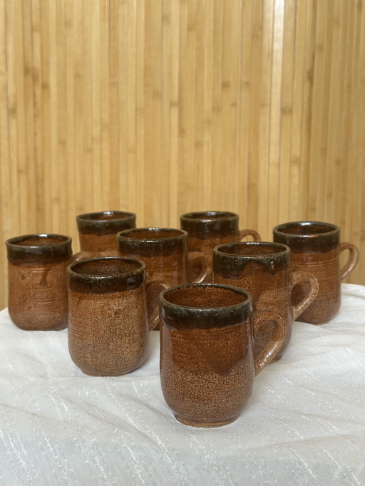 Juego de 8 tazas de café de cerámica vintage de Carry Heesen