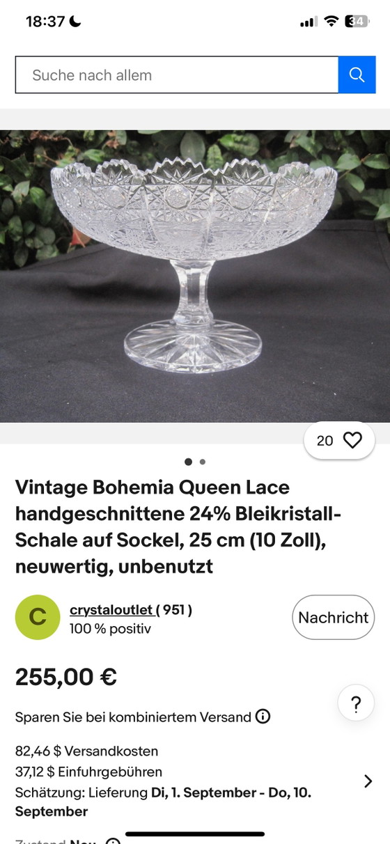 Boheemse loodkristallen schaal op voet, handgeslepen kristallen schaal (24% PbO) PK 500 – Schalen, Glass (photo 9 of 10)
