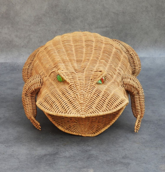 Panier Grenouille en Osier Français Olivier Cajan, circa 1970 – Porte-revues, Glass (photo 3 of 9)