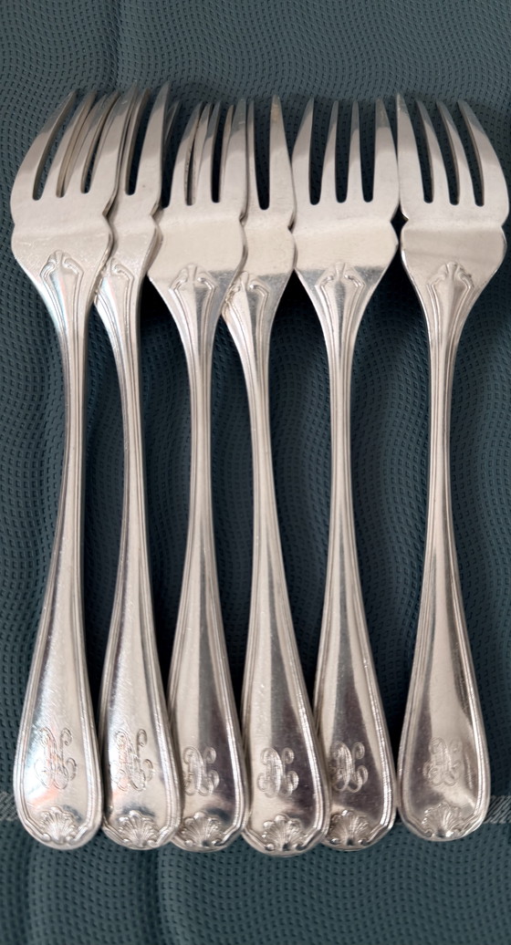 Image 1 of Elegant 24-piece fish service – Marot Bérain pattern in silver-plated metal