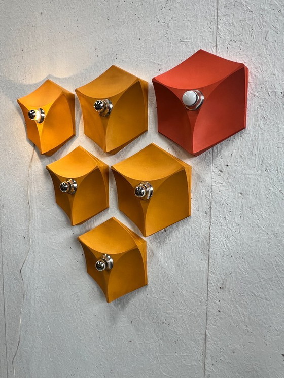 Image 1 of Vintage Hoffmeister Space Age Wandlampen, 6 Stuks, Duitsland 1970