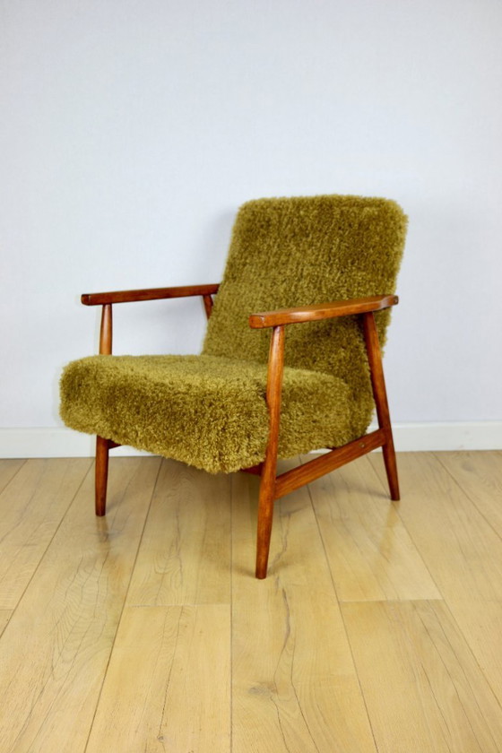 Image 1 of Vintage armchair, 1970s, fox - high pile Camel Olive Dark Khaki