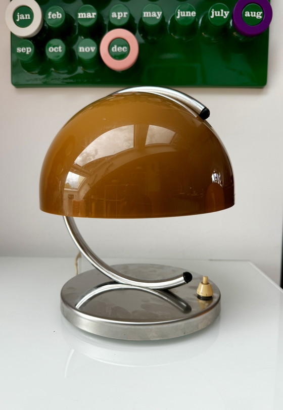 Image 1 of Space Age Karamellfarbener Pilz Tischlampe von Luigi Massoni für Meblo Guzzini