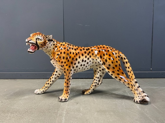 Image 1 of Grande statua di leopardo in ceramica italiana, anni '60