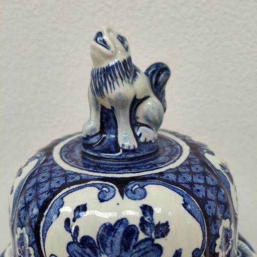 Vaso antico vintage in porcellana con coperchio Petrus Regout