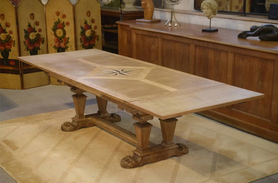 Grote sculpturale eiken tafel uit de jaren 50. – Eettafels, Vintage (photo 10 of 14)