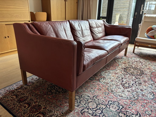 Danish leather 3-seater sofa Borge Mogensen 2213