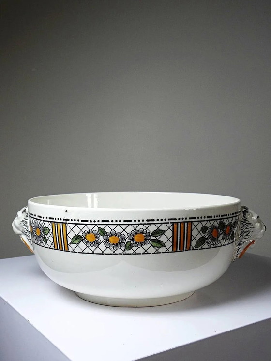 Large HB Choisy-le-Roi polychrome earthenware bowl "Elisabeth" early 20th century, Choisy le Roi, Ceramic (photo 5 of 13)