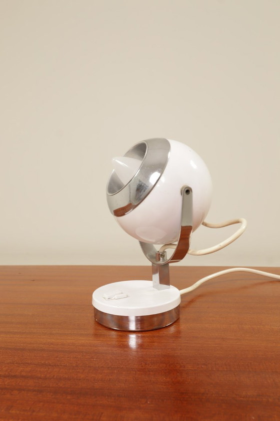 Image 1 of Vintage desk lamp white chrome atomic design 