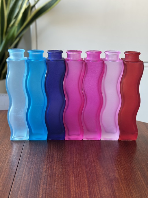 Set of 7 vintage IKEA Skamt Squiggle Zigzag Vases 90s design