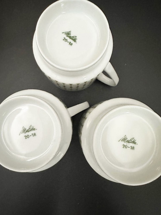 Image 1 of 3 tazas y platillos de café Melitta Hamburgo, década de 1970