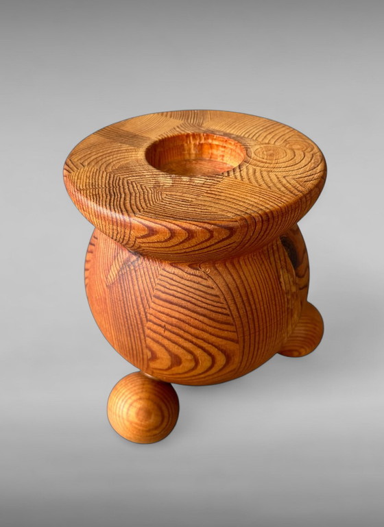 Image 1 of Stig Johnsson Smalandsslojd Jumbo Staved Pine Kaarshouder Zweden Mid Century