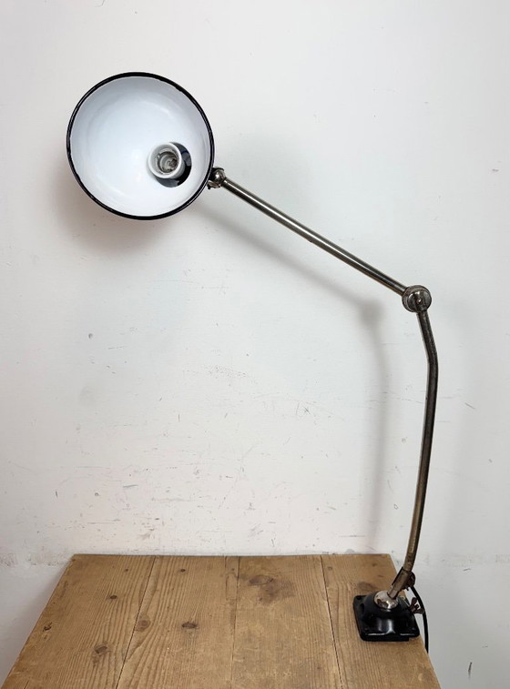 Image 1 of Industrial Workshop Black Enamel Desk Lamp, 1950s