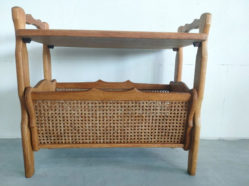 Table de lecture/revue vintage McM en chêne danois et toile, style danois.