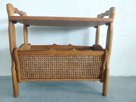 Image 1 of Table de lecture/revue vintage McM en chêne danois et toile, style danois.