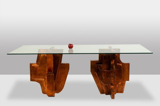 Matteo Ceccarelli. Sculpturale tafel in de "brutalistische" stijl. Jaren 80.