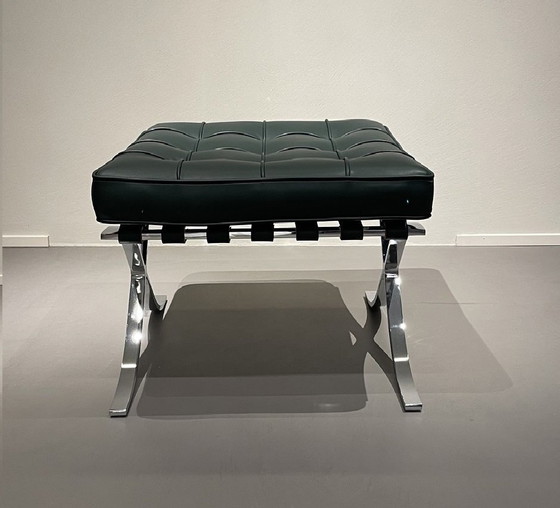 Image 1 of Knoll Set Barcelona New-Never Used Black Leather Design by Ludwig Mies Van Der Rohe and Lilly Reich 1929