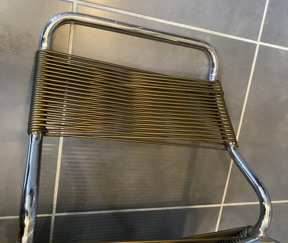 Sedia Scoubidou o Spaghetti Verde Kaki Cromata Vintage 1960 – Sedie da pranzo, Plastica (photo 16 of 20)