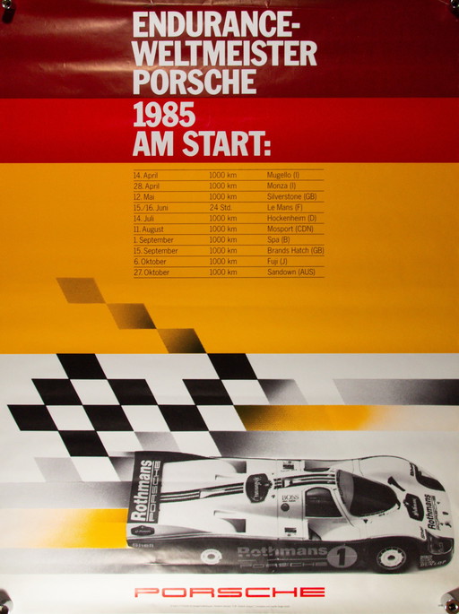Original Porsche Endurance World Champion 1985 Poster Plakat – Rothmans 962C XL 102 x 76cm