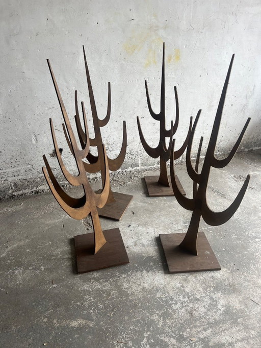 Set van 4 Vintage Triplex Decoratieve Statieven