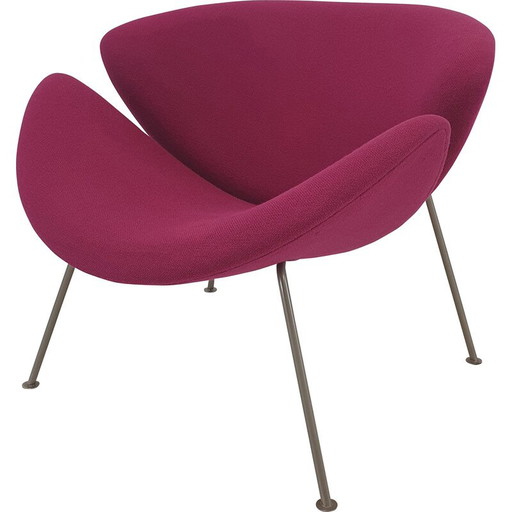 Fauteuil vintage Orange Slice en nickel et laine fuchsia par Pierre Paulin pour Artifort, 1960s