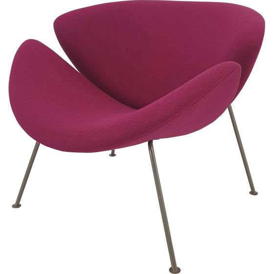 Image 1 of Vintage Orange Slice fauteuil in nikkel en fuchsia wol van Pierre Paulin voor Artifort, 1960