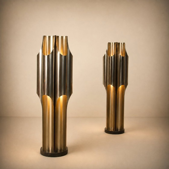 MAISON CHARLES, Orgue Table lamps, France, Circa 1970 – Metal, polished steel (photo 4 of 10)