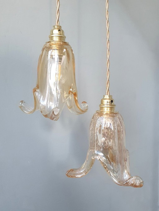 Set aus 2 Vintage-Murano-Pendelleuchten - Italien - Murano