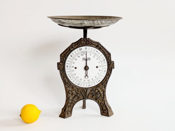Image 1 of Bilancia da cucina vintage AWR in ghisa, stile Art Nouveau tedesco, decorativa, stile country.