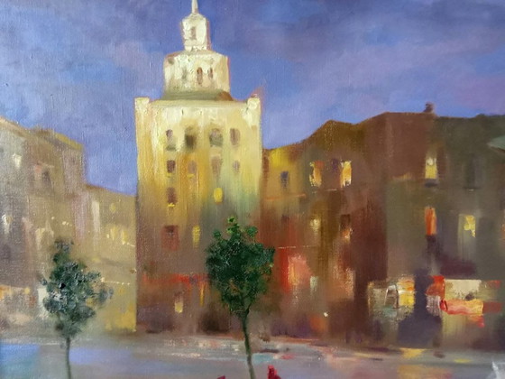 Original Ölgemälde Abstrakter Expressionismus Mädchen Nachtstadt – Gemälde & Zeichnungen, Canvas (photo 6 of 8)