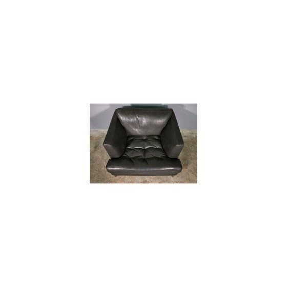 Image 1 of Vintage Valdichienti living room set in anthracite leather, 1970