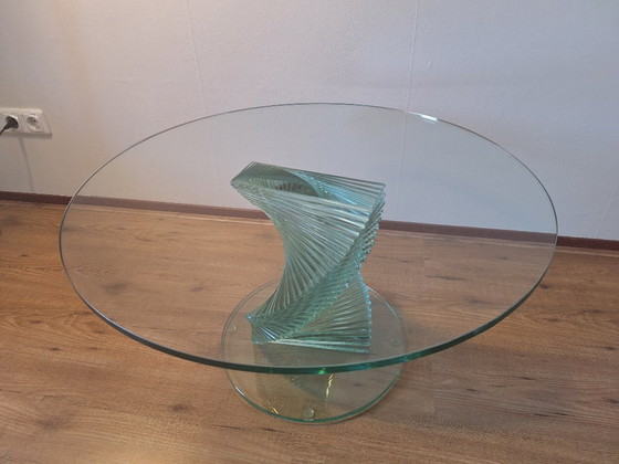 Image 1 of Table basse sculpturale en verre Helix Spiral, dans le style de Danny Lane, années 1980