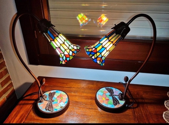 Conjunto de Lámparas de Sobremesa Estilo Tiffany con Diseño de Libélula – Lámparas de mesa, Crystal (photo 5 of 14)