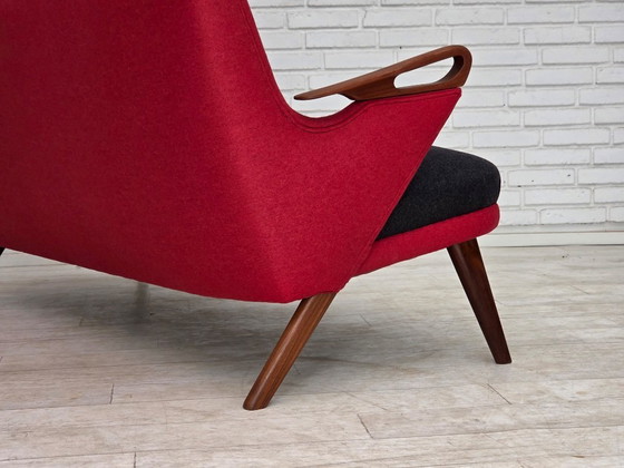 Image 1 of Sofá de dos plazas, diseño danés de Ch. F. Brodersen, década de 1960, retapizado.