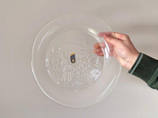 1x Große Vintage-Weihnachtsservierschale/Teller aus Walther-Glas – tafelwaar