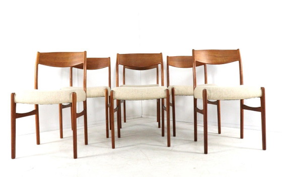 Set di 6 sedie da pranzo vintage Iversen per Glygnore, di Arne Wahl, nuove, imbottite. – Wood (photo 5 of 16)