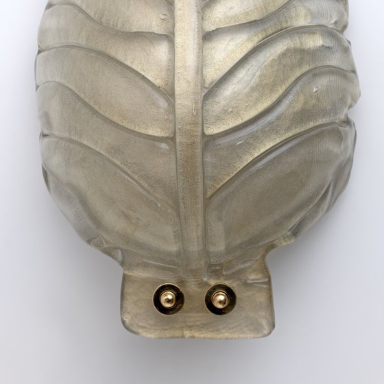 Image 1 of Par de apliques de cristal de Murano con pan de oro, estilo Barovier y Toso, de mediados de siglo.