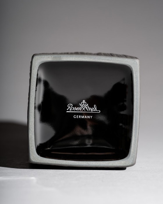 Image 1 of Black Porcelain Vase Trio Martin Freyer & Elsa Fischer-Treyden Rosenthal Op-Art