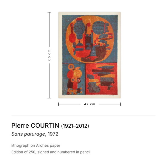 Image 1 of Pierre COURTIN Sans paturage Litografia firmata 1972