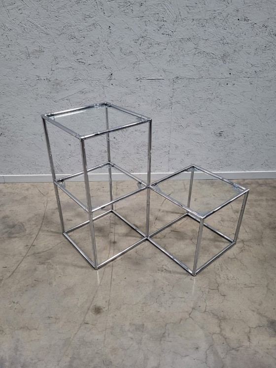 Image 1 of Poul Cadovius Serie Abstracta Modular Chrome Cube Side Table 1960s